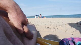 Cumming On Nudist Beach  With Passers By Watching!