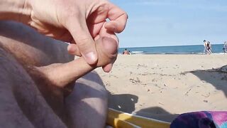 Cumming On Nudist Beach  With Passers By Watching!