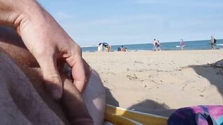 Cumming On Nudist Beach  With Passers By Watching!