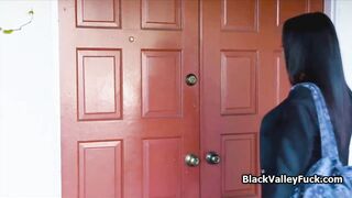 Ebony Teen Almost Busted Sucking Big Cock