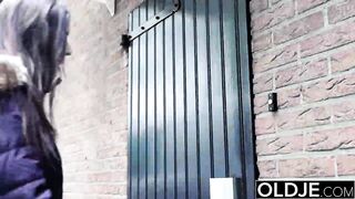 Young Girl Vs Old Man - Skinny Teen Taking Big Facial