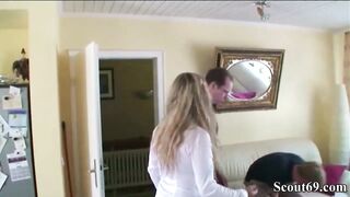 German Mother Fucks Step-son And His School Friend