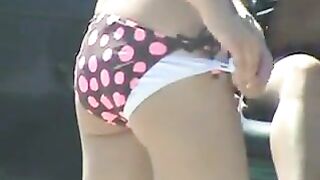 Pussy Slip - Girl Changing On Beach