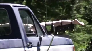 Tied Upside Down With Open Legs & Mechanic Fucked