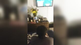 Ebony Takes Big Load While Playing Video Games