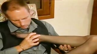 Vintage French Mature In Black Stockings Anal