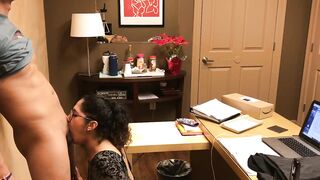 Office Slut Finishes Him Off In Her Mouth