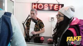 Fake Hostel Spanish Couple Cuckold Girlfriend Has Squirt Orgasm