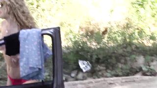 Cute Exhibitionist Gets Embarrassed After Being Caught By A Bike