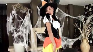 Babe In A Costume And Sexy Lingerie For Halloween