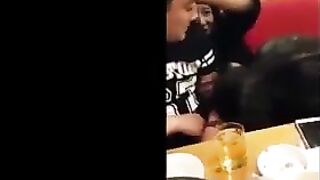 Ladyboy Blows A Ladyboy In A Restaurant