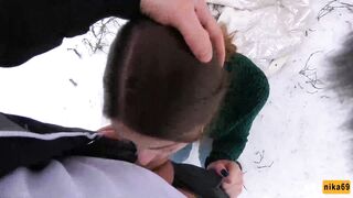 I Love Quick Sex Outdoors Even In Winter - Cum On My Pretty Face Pov