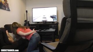 Sucked Off Playing Xbox. Britney Swallows Gamer Blowjob & Big Swinging Tits