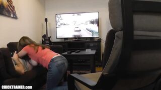Sucked Off Playing Xbox. Britney Swallows Gamer Blowjob & Big Swinging Tits