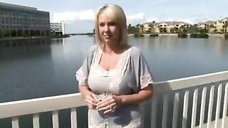 Busty  Milf  Blonde Gets A Creampie