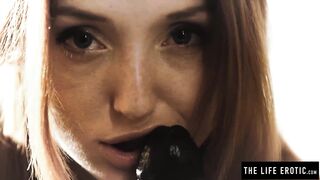 Freckle Faced Redhead In Straps Rides A Giant Didlo Really Hard