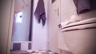 Must See! 18yo Stepsister - Real Bathroom Hidden Cam - Pee, Shower, Lotion