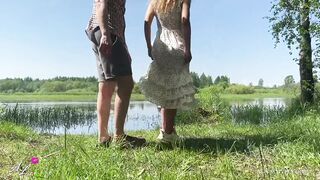 Passionate Sex Of A Teen Amateur Couple By A Summer Lake Outdoor
