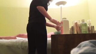 Girl Rubs Customer's Hard Dick At Wax Salon