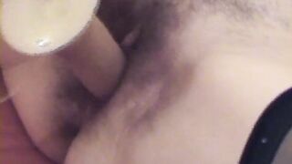 Mature Hairy Pussy Riding A Big Dildo On Real Orgasm