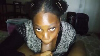 Barely Legal Teen Taking Long Black Pipe