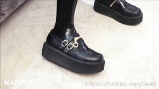 Cute Asian Schoolgirl In Latex Tights