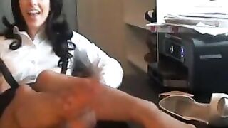 Lady Boss Nylon Feet Show