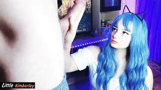 Prone Bone Fuck And Creampie For Cute Teen With Blue Hair