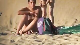 Nude Beach - Big Naturals Latino Teen Plays With Bf