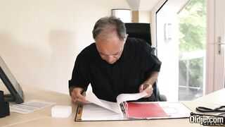 Old And Young - Fresh Teen Fucks Her Older Boss In The Office And Swallows