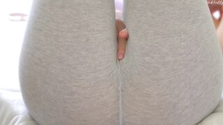 Close Up, Young Student In Leggings Loves Cums