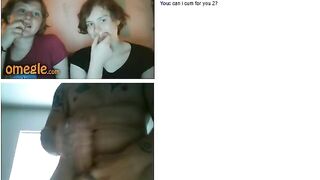 2 Cute Omegle Girls Play Along With Pierced Cock
