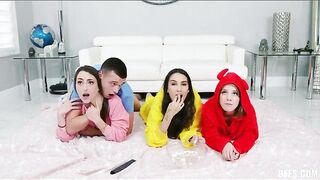 Girls Interrupted While Watching A Movie   (#foursome)