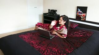 Red Saree Bhabhi Caught Watching Porn Seduced And Fucked By Devar Dirty Hindi Audio Desi Chudai Leaked Scandal Sextape Bollywood Pov Indian