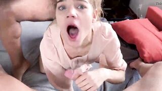 Tiny Young 18yo Spanish Teen Takes A Huge Black Dick From Stepbrother In Threesome