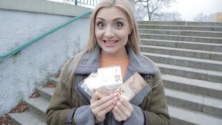 Leisurely but surely currency makes russian blond suck