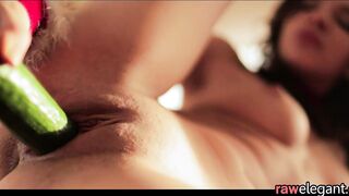 Babe Orgasms While Using Cucumber - Alina Henessy