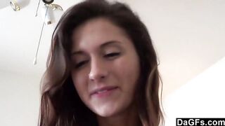 Saucy Lil Nubile Fucked In Point Of Look On Her Sofa