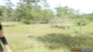 Clothed Ebony Cum Splat